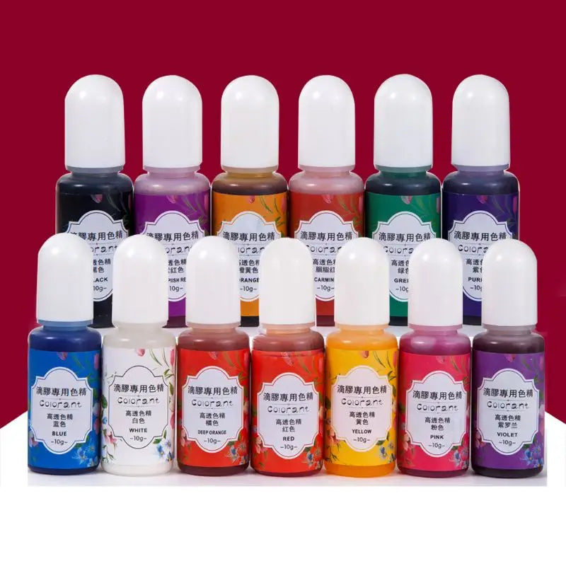 13 Colors Epoxy UV Resin Coloring Dye Liquid Epoxy Pigment Resin Colorant Fading Resistance10Ml Translucent Make Jewelry Pigmen